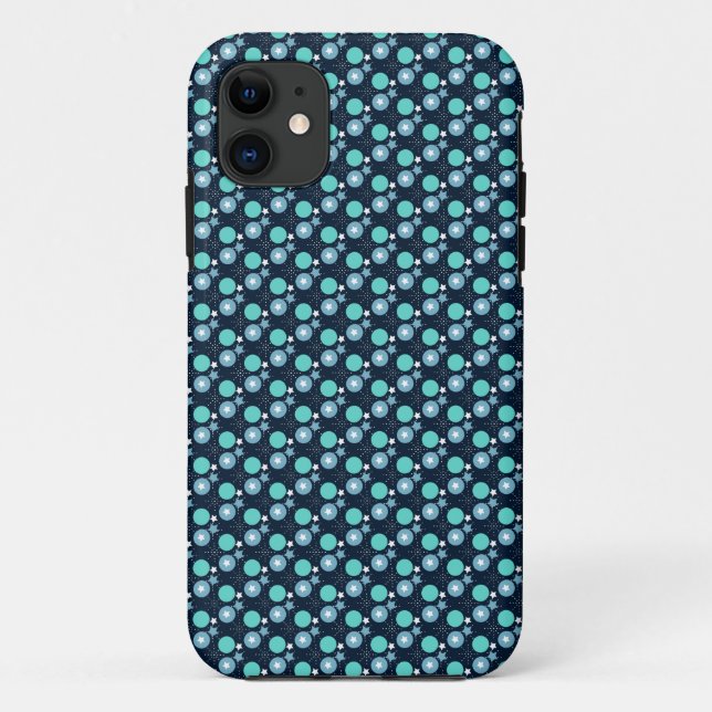 Baby Blue Mint Polka Dots Pattern iPhone Case (Back)