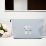 Baby Blue Modern Minimalist Monogrammed Accessory Pouch<br><div class="desc">Modern Minimalist Monogrammed design.</div>