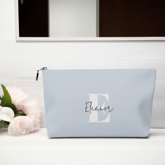 Baby Blue Modern Minimalist Monogrammed Accessory Pouch