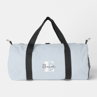 Baby Blue Modern Minimalist Monogrammed Duffle Bag