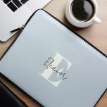 Baby Blue Modern Minimalist Monogrammed Laptop Sleeve<br><div class="desc">Modern Minimalist Monogrammed design.</div>