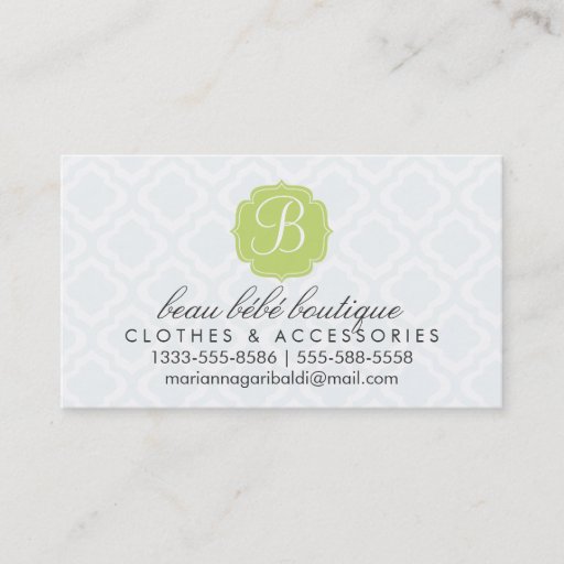 Customizable Baby Blue Moroccan Trellis Quatrefoil Personalized Business Card Template