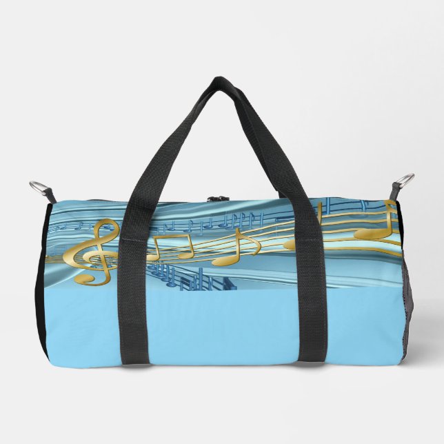  Baby Blue Musical Notes Duffle Bag (Front)