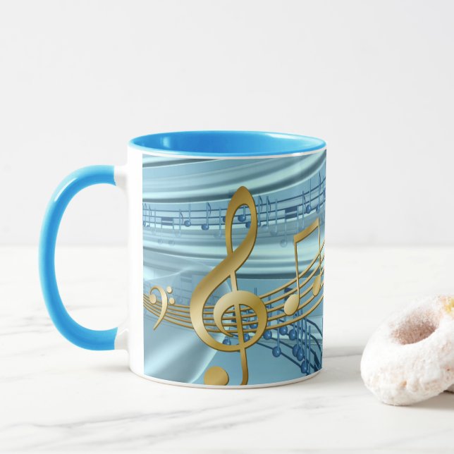  Baby Blue Musical Notes Mug (With Donut)