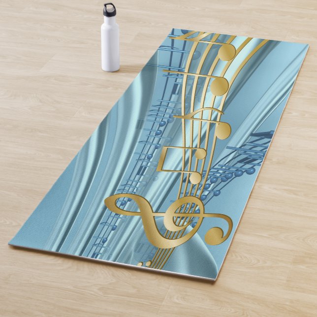  Baby blue Musical Notes Yoga Mat (In Situ)
