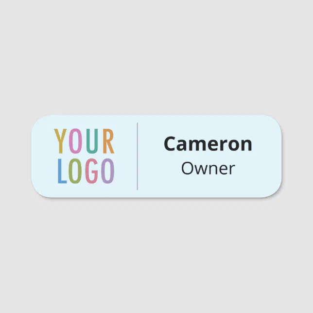 Baby Blue Name Tag Business Logo Rounded Corners | Zazzle