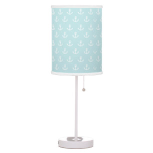 Baby Blue Nautical Sailing Anchor Pattern Room Table Lamp