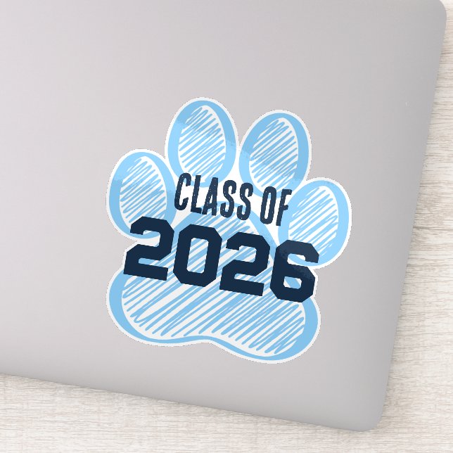 Baby Blue & Navy Class Year Pawprint Sticker (Detail)
