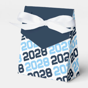 Baby Blue & Navy Grad Thank You Pawprint Back Gift Favor Boxes