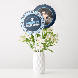 Baby Blue & Navy Graduation Photo Centerpiece Balloon