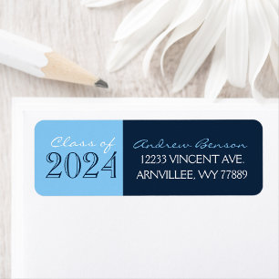 Baby Blue & Navy Graduation Return Address Label