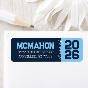 Baby Blue & Navy Graduation Return Address Labels