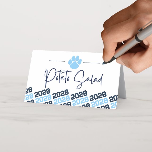 Baby Blue & Navy Pawprint Folding Label, Food or Place Card (Baby Blue & Navy  Folding Label Tents for Food, Drinks or Place Cards)