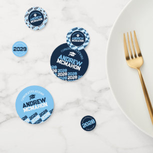 Baby Blue & Navy Pawprint Personalized Party Confetti