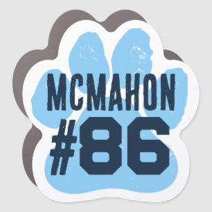Baby Blue & Navy Player Number Pawprint Car Magnet