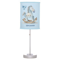 Baby Blue Nursery Rocking Horse Name  Table Lamp