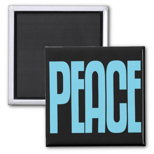 Baby Blue on Black Peace Magnet Text Design Magnet