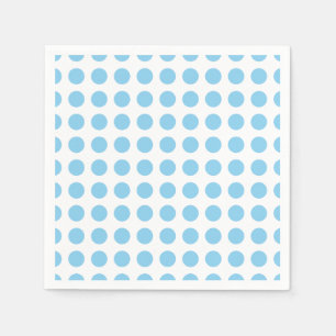Baby Blue on White Large Horiz. Polka Dots Paper Napkins