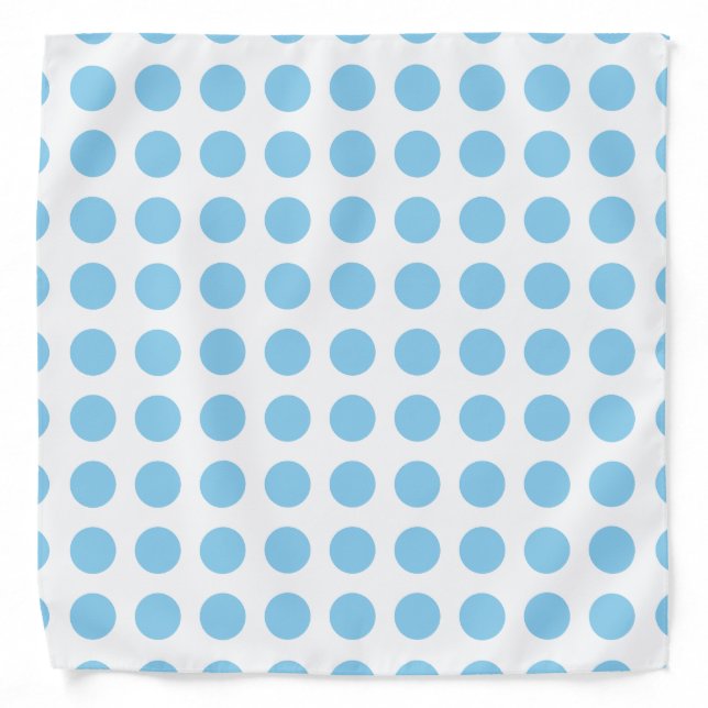 Baby Blue on White Large Horizontal Polka Dots Bandana (Front)