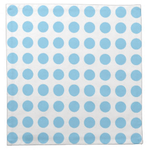 Baby Blue on White Large Horizontal Polka Dots Cloth Napkin