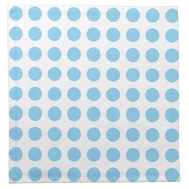 Baby Blue on White Large Horizontal Polka Dots Cloth Napkin (Front)