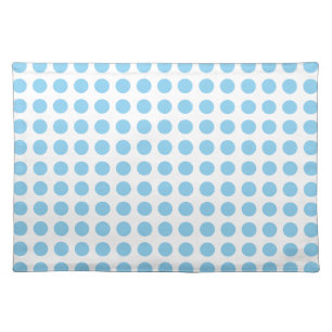 Baby Blue on White Large Horizontal Polka Dots Cloth Placemat