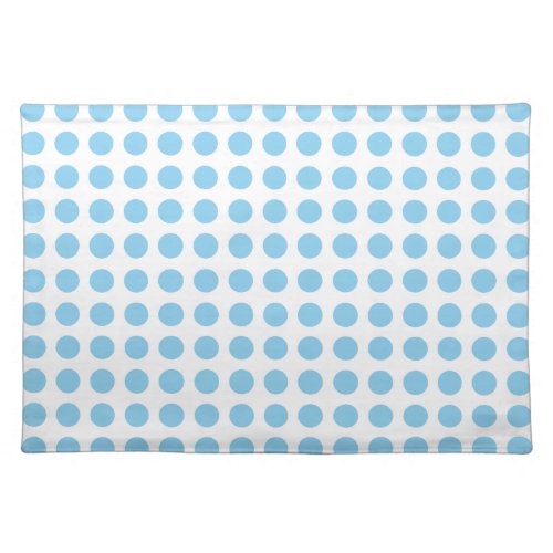 Baby Blue on White Large Horizontal Polka Dots Cloth Placemat