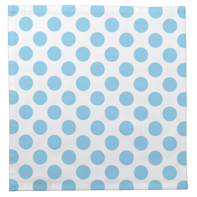 Baby Blue on White Large Size Polka Dots Cloth Napkin (Front)