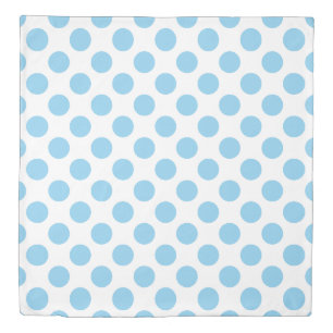 Baby Blue on White Large Size Polka Dots Duvet Cover