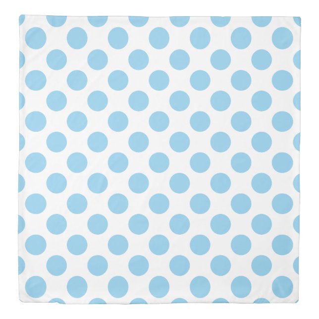 Baby Blue on White Large Size Polka Dots Duvet Cover (Front)