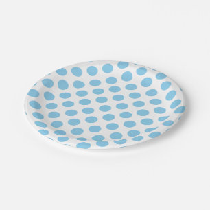 Baby Blue on White Large Size Polka Dots Paper Plates
