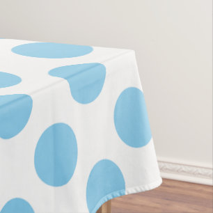 Baby Blue on White Large Size Polka Dots Tablecloth