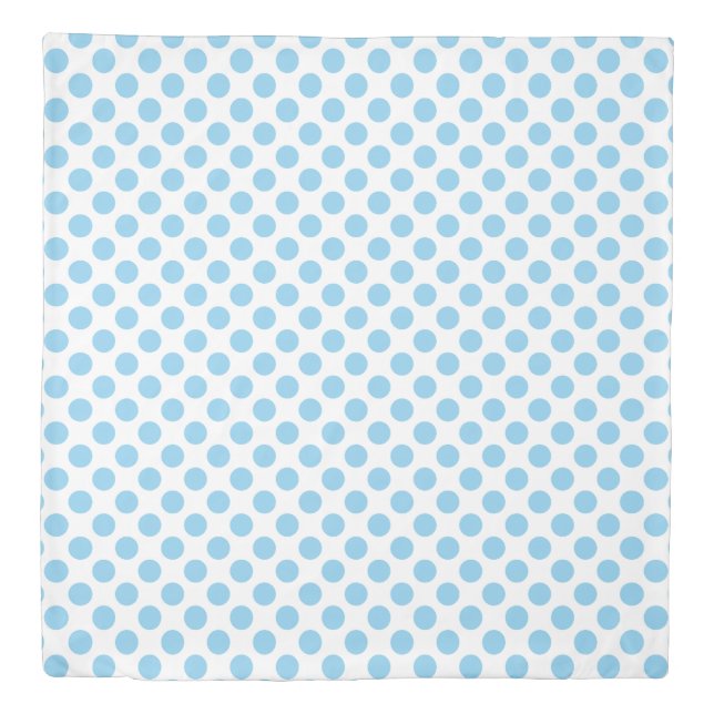Baby Blue on White Medium Size Polka Dots Duvet Cover (Front)