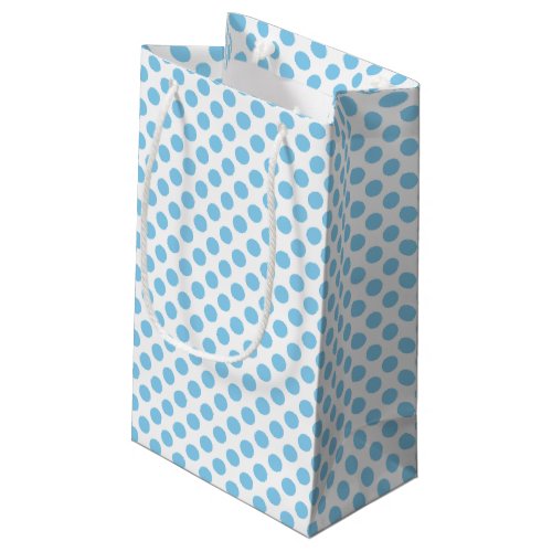 Baby Blue on White Medium Size Polka Dots Small Gift Bag