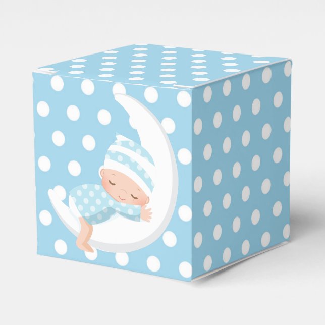 Baby Blue Over The Moon Favor Box  (Front Side)