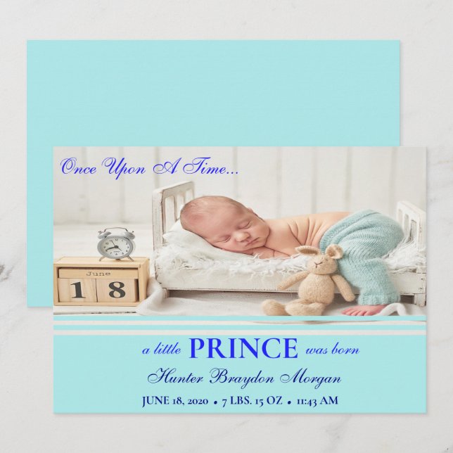 Baby Blue Overlay Birth Announcement (Front/Back)