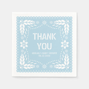 Baby blue papel picado Thank You Baby Boy Shower Napkins