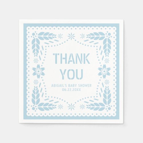 Baby blue papel picado Thank You Baby Shower Napkins