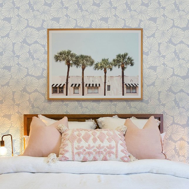 Baby Blue Pastel Topical Leaf Wallpaper Wallpaper (Creator Uploaded)