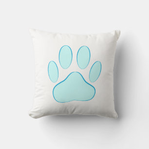 Baby Blue Pawprint Throw Pillow