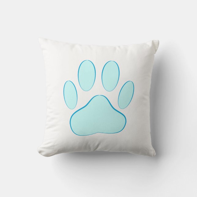 Baby Blue Pawprint Throw Pillow (Front)