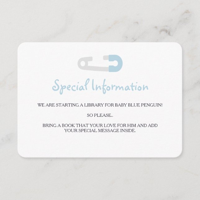 Baby Blue Penguin Information Inserts (Front)