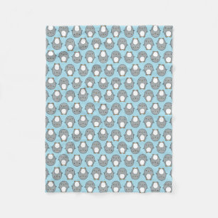 Baby Blue Penguin Pattern Fleece Blanket