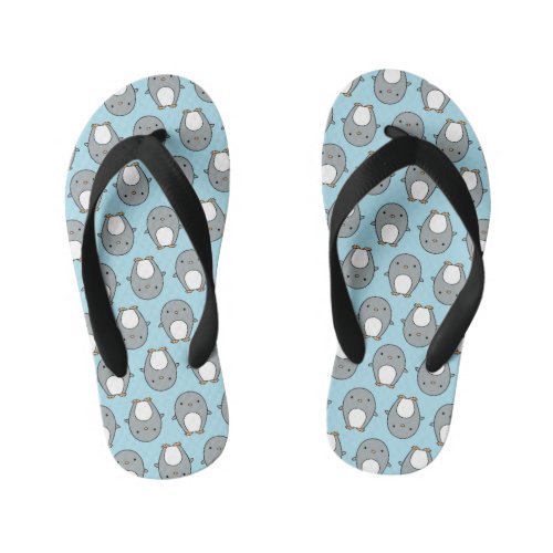 Baby Blue Penguin Pattern Kids Flip Flops