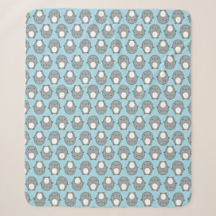 Baby Blue Penguin Pattern Sherpa Blanket