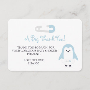 Baby Blue Penguin Thank You Card
