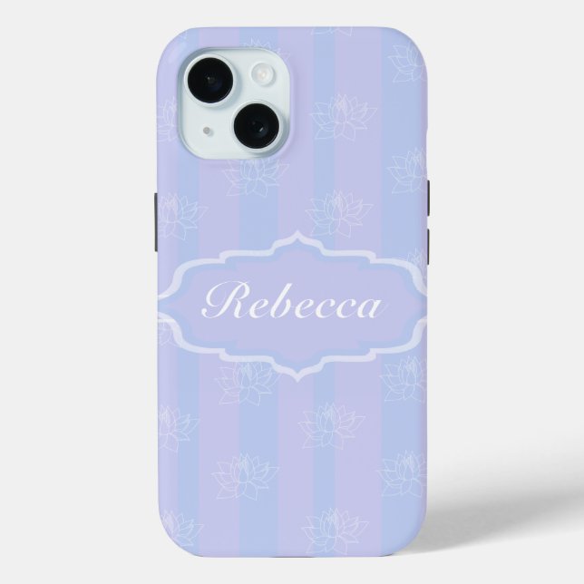 Baby Blue personalized delicate Lotus pattern Case-Mate iPhone Case (Back)