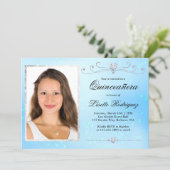 Baby Blue Photo Quinceanera Invitation (Standing Front)
