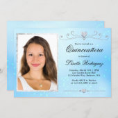 Baby Blue Photo Quinceanera Invitation (Front/Back)