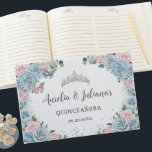 Baby Blue Pink Floral Butterflies Twin Quinceañera Guest Book<br><div class="desc">Cherish your special day for the years to come with a customized guest book. Featuring pretty pastel baby blue and pale pink flowers and blue and pink butterflies. Personalize it with your details easily and quickly, simply press the customise it button to further re-arrange and format the style and placement...</div>